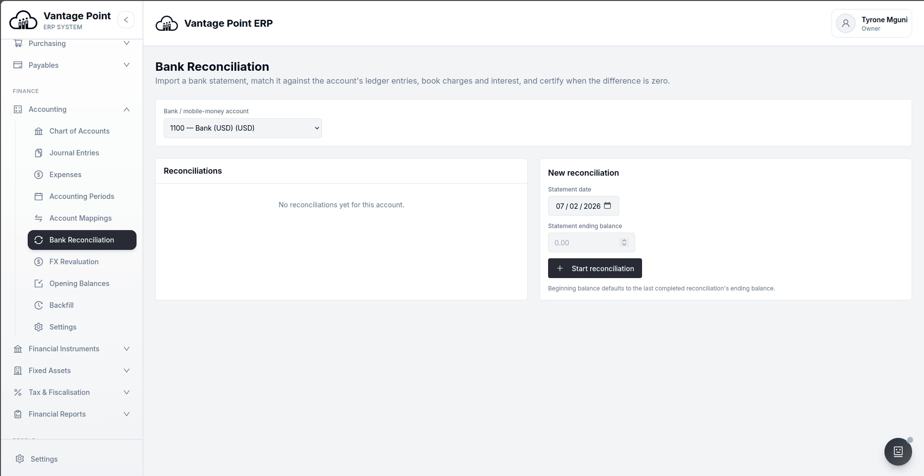 Statement-to-ledger bank reconciliation
