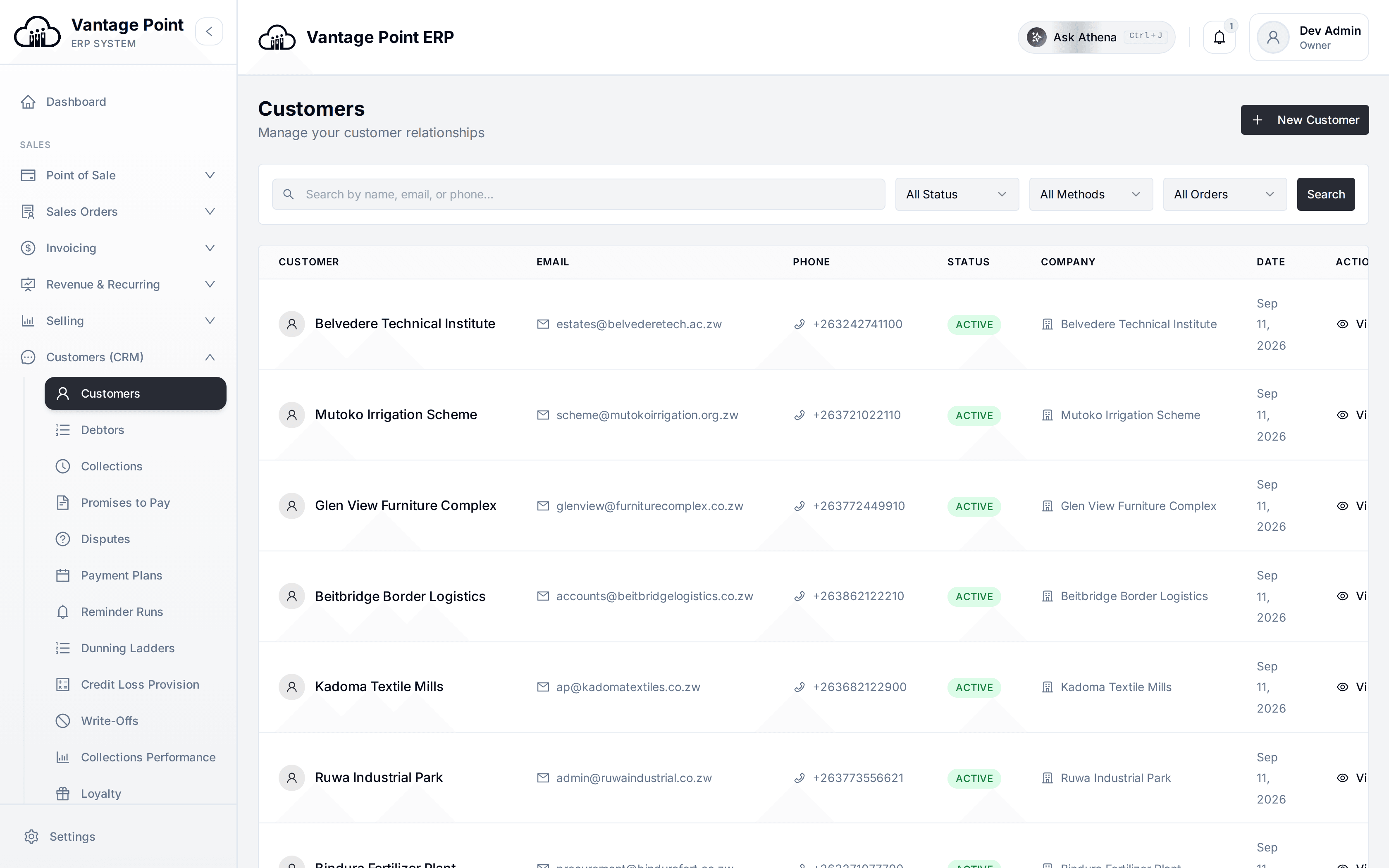 CRM & Sales Pipeline in Vantage Point