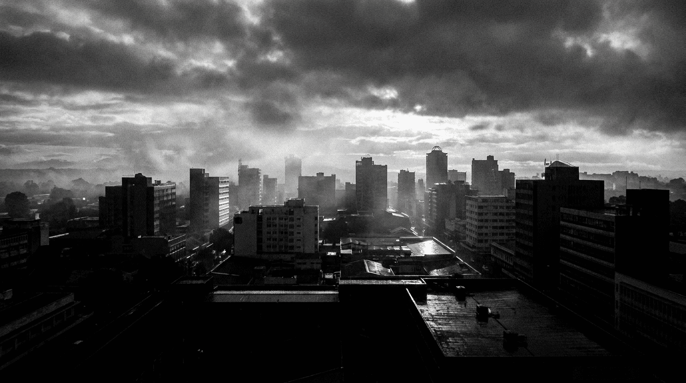 Zimbabwean city skyline at dusk