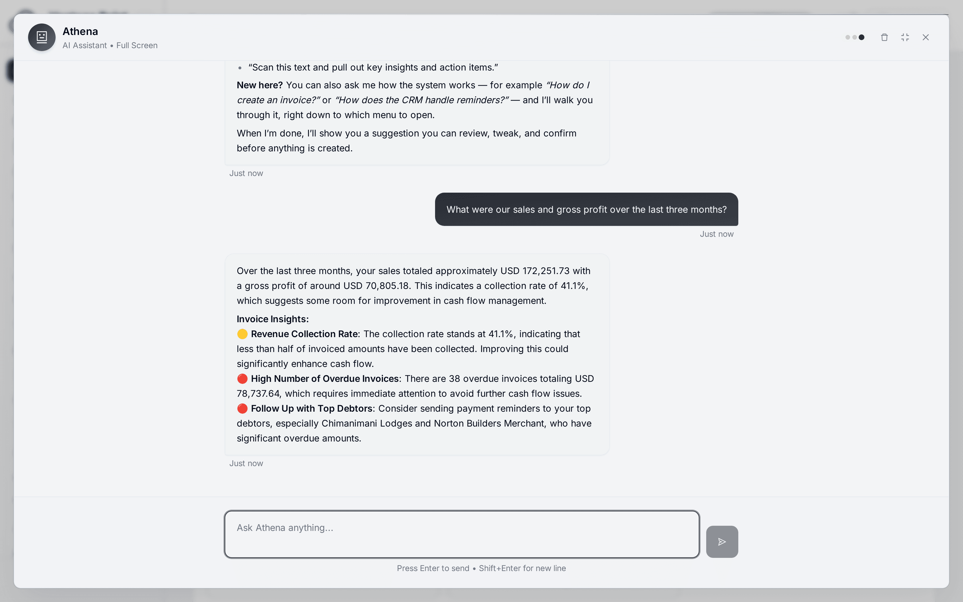 Sales and gross profit for a period described in words