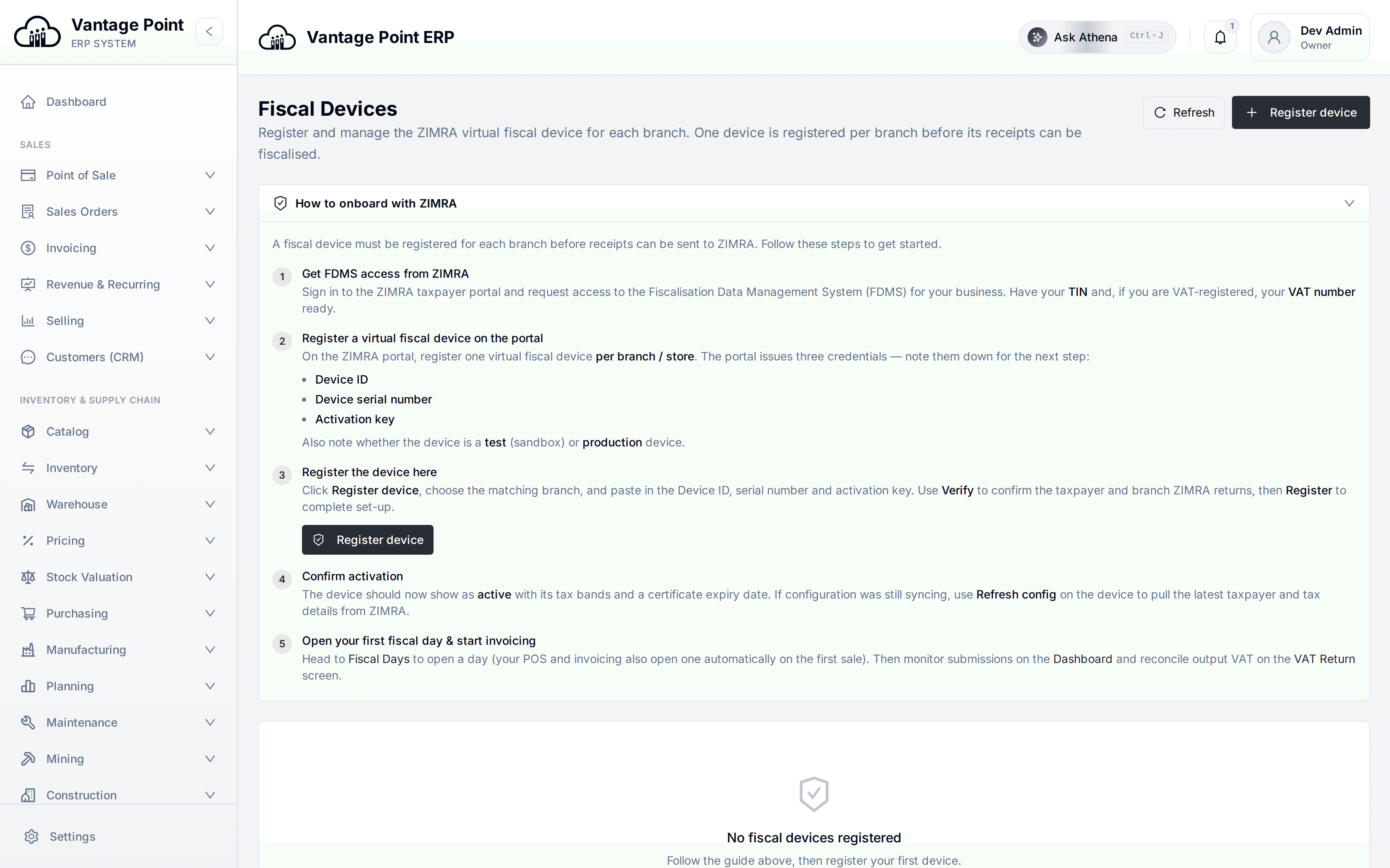 Tax & ZIMRA Compliance in Vantage Point