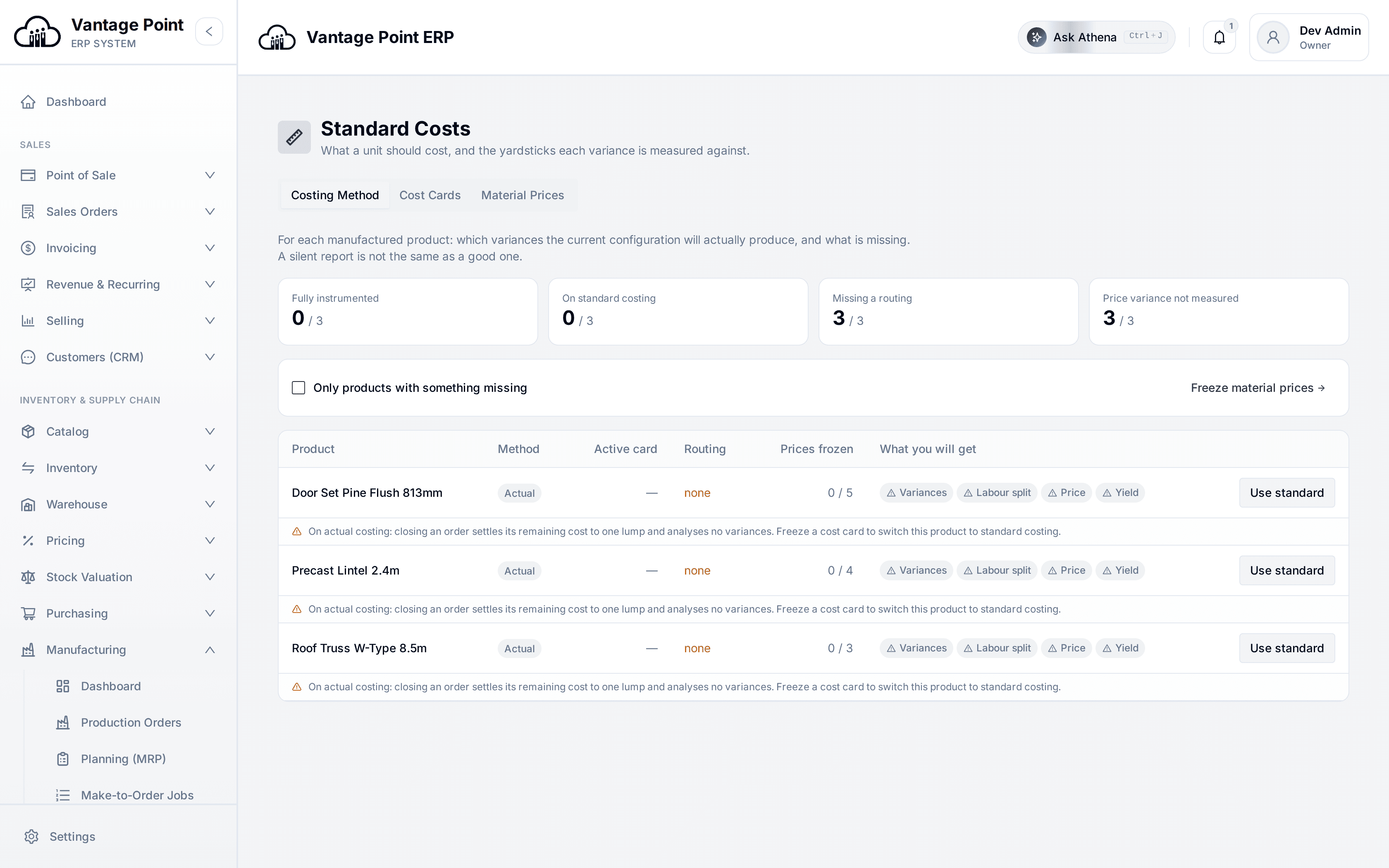 Standard costs, and what is missing before they can be set