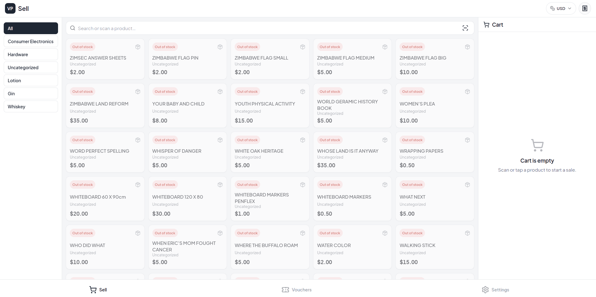 Vantage Point point of sale screen